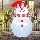 COMIN 5ft Christmas Inflatables Outdoor Decorations, Blow Up Snowman Wearing Striped Scarf Hat Inflatable with Built-in LEDs for Christmas Indoor Outdoor Yard Lawn Garden Decorations