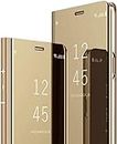 Helix Leather Case For Samsung Galaxy Note 8, Clear View Protective Mirror Flip Cover For Samsung Galaxy Note 8 / Samsung Galaxy Note8 Duos 6.3" - Gold