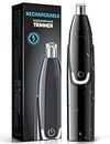 Rechargeable Ear and Nose Hair Trimmer - 2023 Professional Painless Eyebrow & Facial Hair Trimmer for Men Women, Powerful Motor and Dual-Edge Blades for Smoother Cutting Black