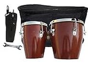 SPEHUB Professional Two Piece Hand Made Wooden Bango Drum Set with full tool Kit 01 (Brown)
