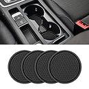Car Cup Holder Coaster, 4 Pack 2.75 Inch Diameter Non-Slip Universal Insert Coaster, Durable, Suitable for Most Car Interior, Car Accessory for Women and Men (Black)