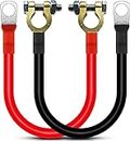 Gebildet 30cm 25mm² 12V-24V Battery Inverter Cable with Battery Terminals Connectors 3AWG (Max 125A) Battery Cable Red and Black Auto Battery Leads for Truck, Motorcycle, Solar, RV, Marine
