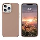 DUEDUE iPhone 13 Pro Case,Liquid Silicone Soft Gel Rubber Slim Cover with Microfiber Cloth Lining Cushion Full Body Protective Shockproof Case for iPhone 13 Pro 6.1" 2021,Light Brown