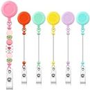 Sayglossy 6 Pcs Beadable Retractable Badge Reel Clips Holder for Beads Blank Bar ID Name Badge Holder Reels with Belt Clip Jewelry DIY Gift for Nurse and Teacher Office Supplies