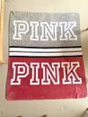 Victoria's Secret PINK Sherpa Blanket in Pink and Grey Soft & Cozy