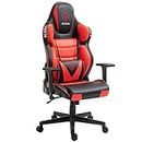Trisens Gaming Stuhl Chair Racing Chefsessel mit Sportsitz und ergonomsichen 4D-Armlehnen, Farbe:Schwarz/Rot ohne Fußstütze