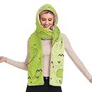 Cute Green Dragons Fall Winter Warm Women Hoodie Hat/Scarf/Gloves Set Soft Plush Thick Warm Hat, Clothing, Shoes & Jewelry Women's Cold Weather Scarves & Wraps, One Size