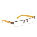 Roshfort Half Rim Frame Square Anti-Reflective Coating Computer Glasses for Eye Protection UV 400 Customise Prescription (Zero Power Medium) (Yellow)