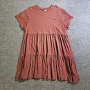 Old Navy Dress Womens XXL Brown Tiered Short Sleeve Stretch Casual Boho Minimal
