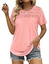 OFEEFAN Summer Shirts for Women Trendy Plus Size Tunic Tops for Leggings Coral 2XL