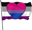 Biromantic Bi Bisexual Ace Asexual Pride Heart Flag Festa di benvenuto a tema Decorazioni esterne per esterni Ornamenti Picks Home House Garden Yard Decor 3 X 5 Ft Flag