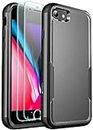 Ezanmull for iPhone SE 2022 / SE 2020/7 / 8 Case, [Shockproof] [Dropproof] [with 2 pcs Tempered Glass Screen Protector] Protective Phone Cover for iPhone SE 2022 / SE 2020/7 / 8 (Black)