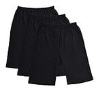 Fasla Girls' Cycling Shorts - Pack of 3, Black Cotton, Size 6-7 Years - Comfortable and Durable