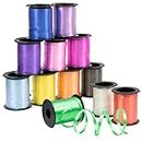 GIFTEXPRESS 12 Curling Ribbon Balloon String Assortment, 12 Crimped Ribbon Rolls Assorted Vivid Colors, 3/16" Ribbon x 60 Ft per Roll for Balloon Band Tie, Art Crafts, Gift Wrapping, Florists