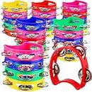 30 Pack Plastic Percussion Tambourine for Kids Noise Makers Tambourine 4 Bells Colored Handheld Tambourines Musical Rhythm Instrument for Church Christian Kindergarten Back to School Party Concert