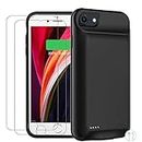 Battery Case for iPhone 6/6s/7/8/SE 2/SE 3, Enhanced 10000mAh High Capacity Portable Protective Charging Case Compatible with iPhone 6/6s/7/8/SE 2/SE 3 (4.0 inch) Extended Battery Charger Case (Black)