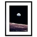 Wee Blue Coo Space Planet Earth Lunar Surface Moon Landscape Cool Lámina Enmarcada 12 x 16 Pulgadas