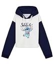 Disney Stitch Hoodie for Girls - Cropped Sweatshirt Fashion Top for Girls and Teenagers 7-14 Years - Stitch Gifts (9-10 Years, White/Navy)