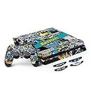 Elton Batman Comic Book Theme 3M Skin Sticker Cover for PS4 Slim Console and Controllers Full Set Console Decal Stickers for Front & Back 4 Led bar Decal +2 Controller Decal Cover