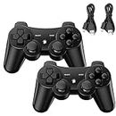 Controller for PS-3, Pack of 2 Wireless Controller for PS-3 with Dual Shock, Gyro Axis, Bluetooth Controller, Rechargable Remote PS-3 Gamepad Joystick with 2 Charging Cables
