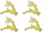 PartySanthe Big Size Reindeer for Christmas Tree Decoration Hanging Ornaments Gold 4 Pcs