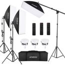 3* Andoer Studio Photography Light Kit 50*70 Softbox Juego de iluminación y luz LED