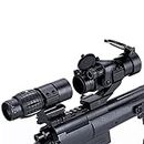 3X Magnifier Scope with Flip to Side Mount + Tactical M2 Red Dot Sight Hunting Optics Scope Combo for 20mm Cantilever Picatinny Mount
