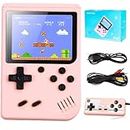 Leqsdijk Retro Handheld Game Console, Portable Hand Held Video Game with 500 Classical FC Games for Kids Adults, 3.0-Inch Screen, 1020mAh Rechargeable Battery, Support TV & 2 Player (Pink)