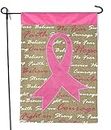 Breast Cancer Garden Flag , Yard Sign Fall Garden Flags Breast Cancer Awareness Pink Ribbon - 12x18 on Burlap - Home Garden Flag, Autumn Garden Flag