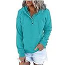 Pulloverkleid Damen -Top-Shirt mit Kapuze, langärmelig, lässiges Sweatshirt, Pullover-Sweatshirt mit Tasche Neon Pullover Damen (Sky Blue, L)