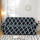 House of Quirk Polyester Spandex Printed Sofa Cover Big Elasticity Cover Stretch Universal Sofa Slipcovers (Blue Diamond, Triple Seater)