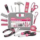 Hi-Spec 42 Pc Pink Household Tool Kit for Ladies and Woman. Essential Hand Tool Set for Basic DIY Repairs and Maintenance at Home, Office, and Garage. with Plastic Tool Box Storage Case.