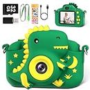 Kids Camera, Dinosaur Toddler Digital Camera for Ages 3-12 Boys Girls Childrens, Christmas Birthday Gifts, Selfie 1080P HD Video Camera for 3 4 5 6 7 8 9 Years Old Boys Girls Toys Gifts