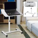Betttisch Weiß Laptoptisch Notebooktisch Pflegetisch mit Rollen Höhenverstellbar