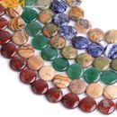 Natural Spacer Loose Coin Beads Assorted Stones For Jewelry Making Strand 15"