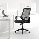 BOSQ Mid Back Home Office Desk Chair (Black) | Center Swivel Tilt Mechanism, Fixed Arm Rest, Comfortable Seat, PU Wheels, Heavy Duty Base | 3 Years Warranty