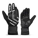 INBIKE Cycling Gloves Mountain Bike Gloves Thermal Gel Pad Gloves Windproof Reflective Full Finger Black Medium