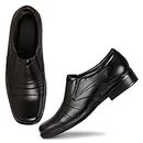WENZEL Men's Synthetic Lace Free Office wear Comfortable Formal Shoes | Oxford Leather Slip-On Shoes Black