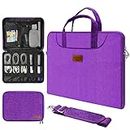OneGET Laptop Shoulder Bag For MacBook Pro 14 M1 Max 15 15.6 Inch Waterproof Sleeve Briefcase Cover For Dell XPS 15 Acer Asus Hp Chormebook and Small Travel Cable Organizer Bag(14-15.6-16Inch, Purple)