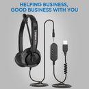 Mpow USB Wired Computer Headset Wear on Head Business Headphones With Microphone