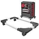 Mobile CPU Stand, Desktop Stand, Computer Tower Stand CPU Rolling Stand, Adjustable Computer Mobile Cart Holder with 4 Locking Rolling Caster Wheels Fits Most PC Gaming Case - Black