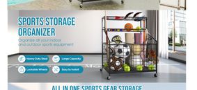 Organizador de equipos deportivos estante de almacenamiento de bolas garaje almacenamiento de equipos deportivos
