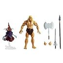 Masters of the Universe Masterverse Revelation Savage He-Man Action Figure with 30+ Articulated Joints, 3 Weapons, Harness & Orko Figure with ‘Floating’ Base, 7-inch MOTU Collectors