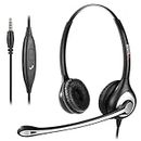 Cell Phone Headset with Microphone Noise Cancelling & in-Line Controls, 3.5mm Jack Computer Headphones for iPhone Samsung Skype PC Mac Business Office School Classroom Call Center, Clear Chat