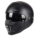 Woljay Open Face Full face Helmet Motorcycle Modular Helmets for Unisex-Adult Street Bike Cruiser Scooter DOT Approved (Small, Matte Black)