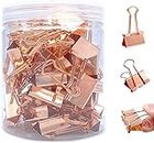 Gra8 Rose Gold Small Paper Clips for Notes Letter, Paper Office File Clip Holder Spine Binder Clip Paper Holder Clip for Office Desk School Desk Supplies Organizer (19 mm, Pack of 40)