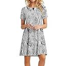 Women's Swing Loose T-Shirt Fit Comfy Casual Flowy Cute Tie DYe Tunic Dress Round Neck Summer Beach Cover Ups Gray