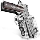 OWB&IWB Convertible 1911 Holster Clear, Fit 5-Inch Colt 1911/Springfield 1911 5''/Rock Island 1911 5''/Taurus 1911 5''/Kimber 1911 5''/Sig 1911, Adj. Ride Height, Adj. Retention, Fit Most 5'' 1911