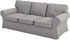 Couvre Seulement! Le canapé n'est Pas Inclus! Compatible avec IKEA Ektorp 3 Seat Sofa Coton Couverture de Remplacement est fabriqué sur IKEA Housse pour Ektorp Sofa Gris Clair Coton Durable