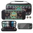 HYPERCASE Carrying Case for Tears of The Kingdom, Only Suitable for Nintendo Switch OLED of Zelda, with Black Protective Cover, Glass Screen Protector, Frosted Handle Shell, 2 Thumb Caps